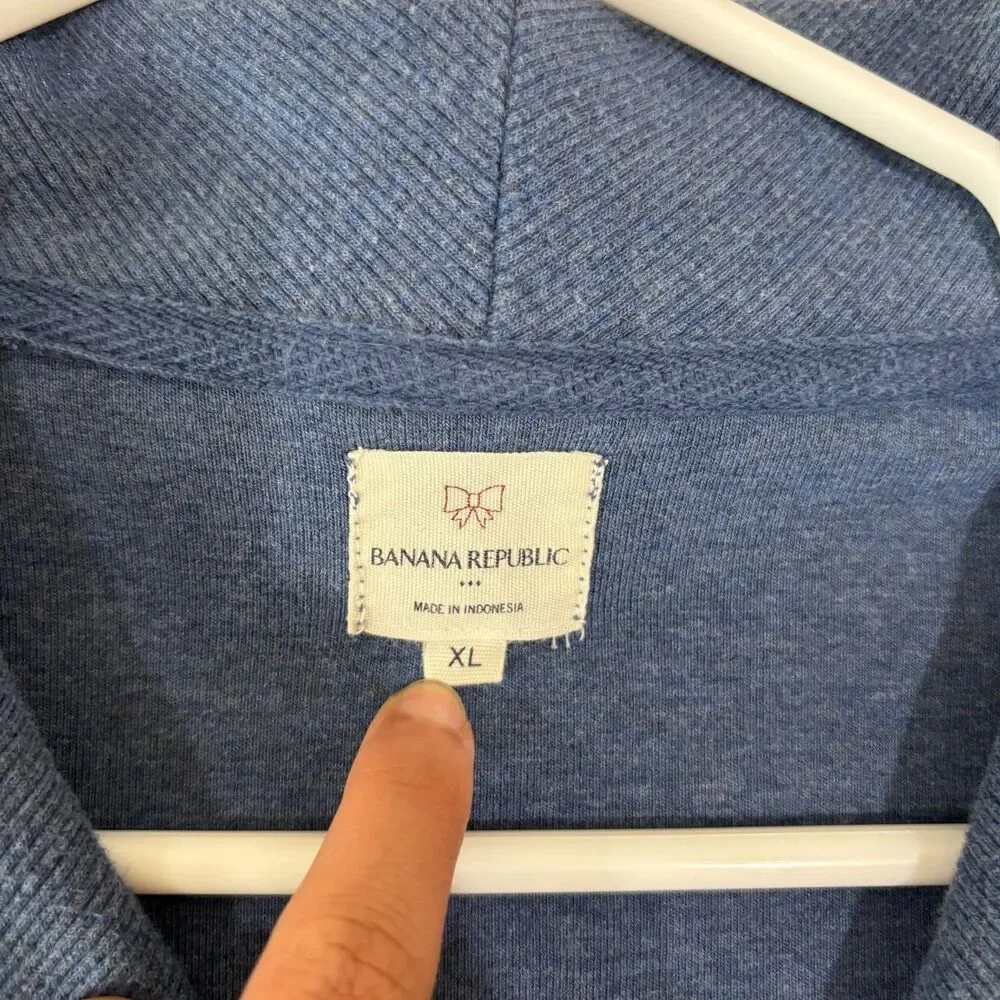 Banana Republic Blue Henley Shawl Sweater Mens XL Classic Preppy Academia